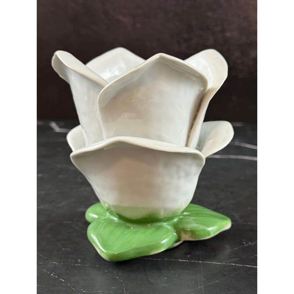 Vintage Bloom Rite Clay Ceramic Flower Shape Votive Candle Holder 4in X 3in